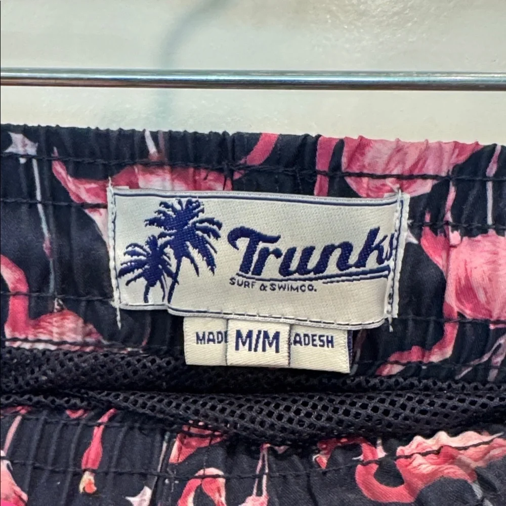 Men's Flamingo Print Swim Trunks - Pink on Navy